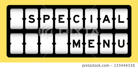 Black color in word special menu on slot banner with yellow color background 133444338