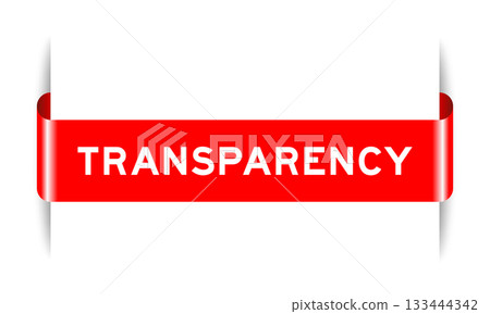 Red color inserted label banner with word transparency on white background Red color inserted label banner with word transparency on white background 133444342