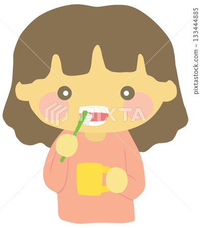 向量圖:一個孩子正在刷牙 向量圖:一個孩子正在刷牙 133444885