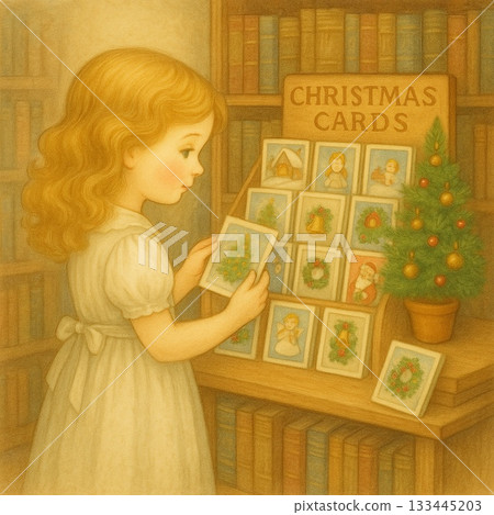 女孩看著聖誕卡 - 多莉系列 - 生成式人工智慧 133445203