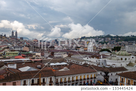Panoramic view of Quito city from San Francisco church 133445424