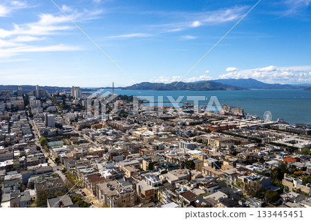 Panoramic view of San Francisco Bay and downtown skyline, USA 133445451