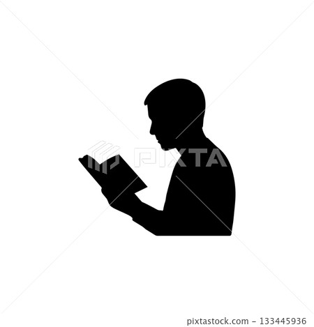 man reading book silhouette student learning education study knowledge symbol isolated on white background 133445936