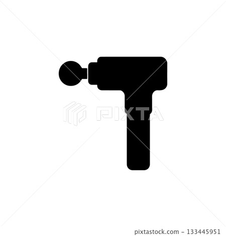 massage gun icon silhouette simple handheld muscle therapy device for recovery relaxation and fitness isolated illustration 133445951