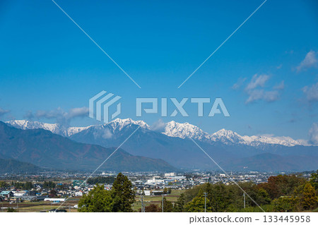 Azumidaira and the Northern Alps in autumn Azumidaira and the Northern Alps in autumn 133445958