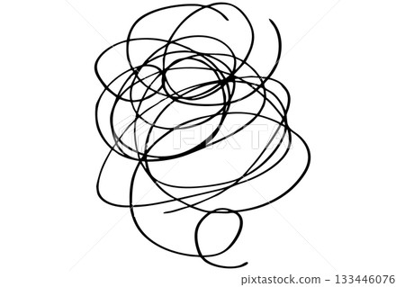 Hand-drawn messy image of stress, dissatisfaction, depression 133446076