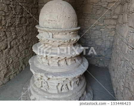 Gandhara votive stupa showing sacred stone symmetry Gandhara votive stupa showing sacred stone symmetry 133446423