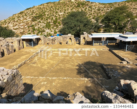Historic Mohra Muradu view showing quiet Taxila monastery Historic Mohra Muradu view showing quiet Taxila monastery 133446481