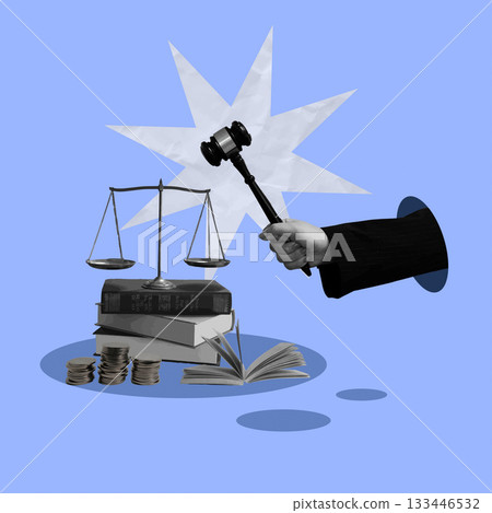 Justice portrayed through creativity with gavel and books. Vector illustration Justice portrayed through creativity with gavel and books. Vector illustration 133446532