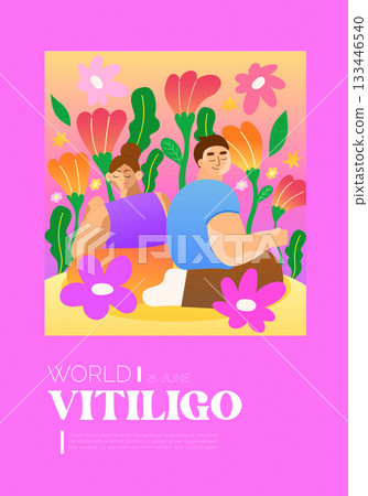 Vitiligo advocacy featuring diverse figures and floral motifs. Vector illustration Vitiligo advocacy featuring diverse figures and floral motifs. Vector illustration 133446540