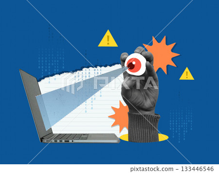 Cybersecurity awareness and threat detection with visual elements. Vector illustration 133446546