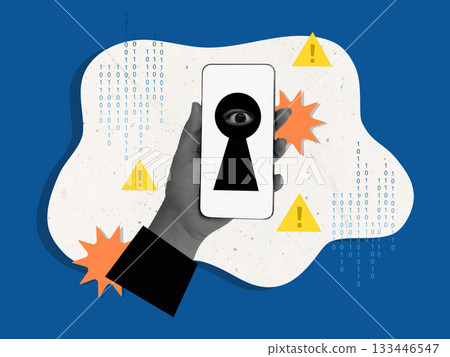 Mobile phone displaying security lock illustrating vigilance in cybersecurity. Vector illustration Mobile phone displaying security lock illustrating vigilance in cybersecurity. Vector illustration 133446547