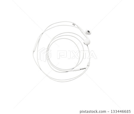 White modern headphones isolated on white background. Copy space White modern headphones isolated on white background. Copy space 133446685