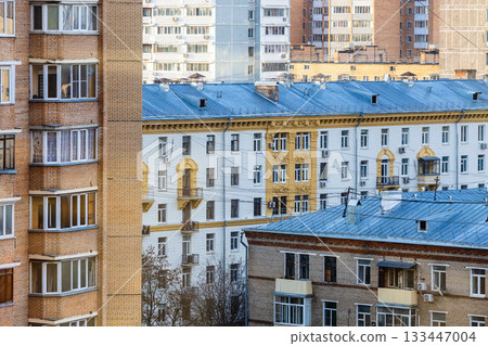 facades of apartment buildings in autumn evening facades of apartment buildings in autumn evening 133447004
