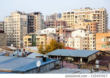 houses in Yerevan city in sunny autumn morning houses in Yerevan city in sunny autumn morning 133447017