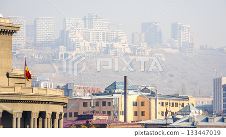 view of Opera House in Yerevan in smoggy morning 133447019