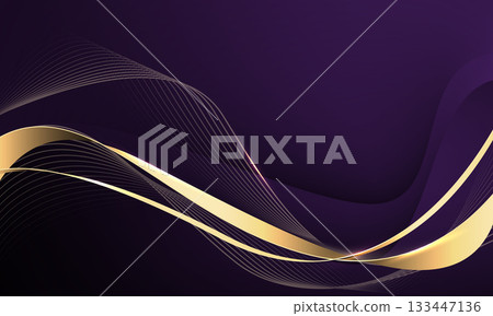 Abstract wave gold ribbon curve on purple design modern luxury background vector Abstract wave gold ribbon curve on purple design modern luxury background vector 133447136