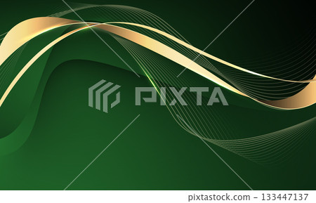Abstract wave gold ribbon curve on green design modern luxury background vector Abstract wave gold ribbon curve on green design modern luxury background vector 133447137