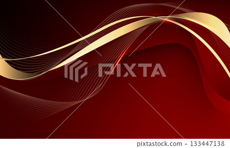 Abstract wave gold ribbon curve on red design modern luxury background vector Abstract wave gold ribbon curve on red design modern luxury background vector 133447138