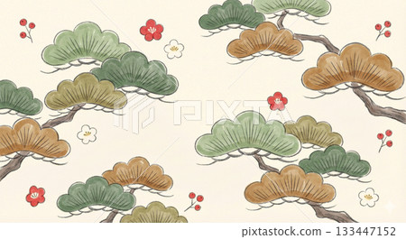 松樹,日式圖案背景 松樹,日式圖案背景 133447152