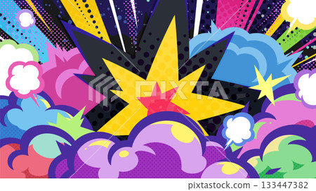 American comic style shock smoke and light background illustration_Colorful_16:9 133447382