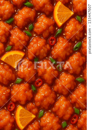 Orange chicken texture background 133447607
