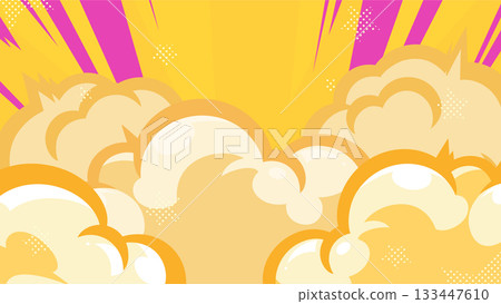 美式漫畫風格的煙霧和光線背景插圖_黃色_16:9 美式漫畫風格的煙霧和光線背景插圖_黃色_16:9 133447610