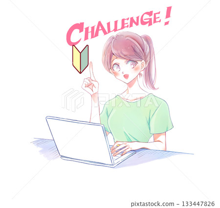 身著休閒裝、正在操作筆記型電腦、微笑的女性,可能是新手,角色設定。 身著休閒裝、正在操作筆記型電腦、微笑的女性,可能是新手,角色設定。 133447826