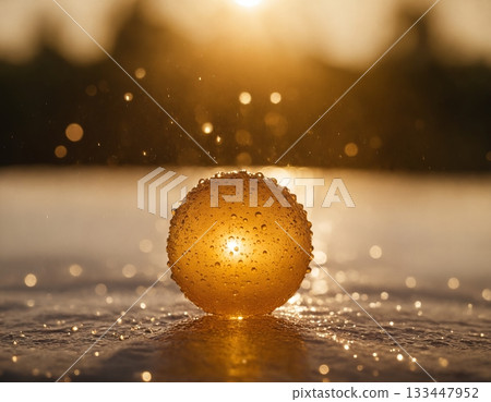 The concept of the sun and water. The image in the form of the sun. 133447952