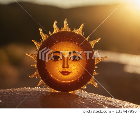 The concept of the sun and water, a smile in the form of the sun. 133447956