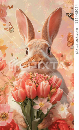 Cute Easter rabbit 133448024
