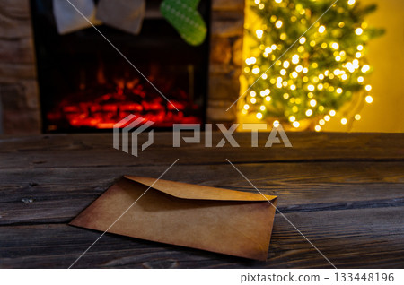 Santa Mailbox with Christmas Gifts and Festive Holiday Decor Indoors 133448196