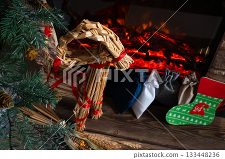 Scandinavian Straw Yule Goat and Advent Gift Bags by Cozy Christmas Fireplace Scandinavian Straw Yule Goat and Advent Gift Bags by Cozy Christmas Fireplace 133448236