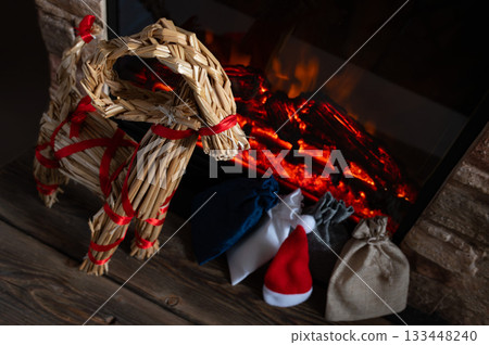 Scandinavian Straw Yule Goat and Advent Gift Bags by Cozy Christmas Fireplace Scandinavian Straw Yule Goat and Advent Gift Bags by Cozy Christmas Fireplace 133448240