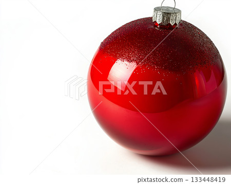 Shiny red christmas ornament ball Shiny red christmas ornament ball 133448419