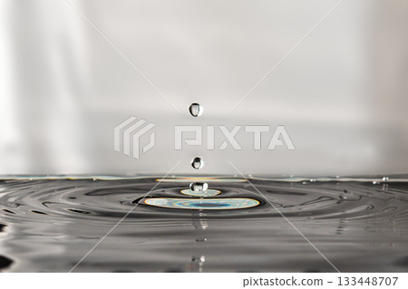 205.Three Droplets Impacting Water with Rainbow Splash 205.Three Droplets Impacting Water with Rainbow Splash 133448707