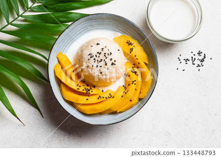 Mango Sticky Rice with coconut milk 133448793