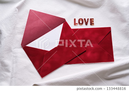 Red envelopes with love letter and text 133448816