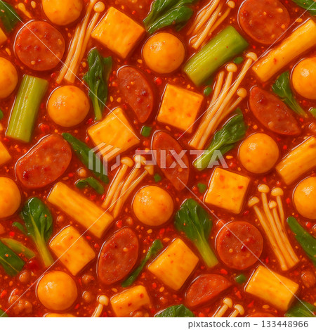Spicy hotpot ingredients pattern background 133448966