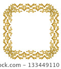 Golden vintage vignette square frame isolated on a white background. Watercolor border for Christmas, wedding decor, invitations, greeting cards, tablecloths, labels, table runners, home decor 133449110