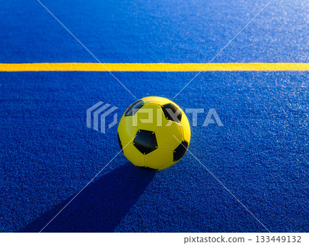 Soccer ball and dividing lines on the field. Football. Active sports. Team sports. Soccer ball and dividing lines on the field. Football. Active sports. Team sports. 133449132