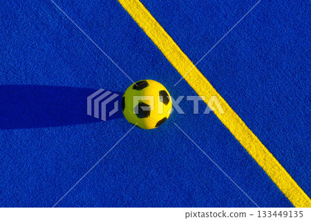 Soccer ball and dividing lines on the field. Football. Active sports. Team sports. Soccer ball and dividing lines on the field. Football. Active sports. Team sports. 133449135