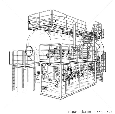 Industrial Equipment Blueprint. Vector 133449398