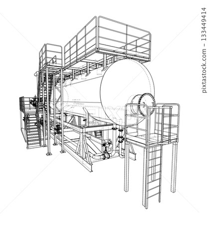 Industrial Equipment Blueprint. Vector 133449414