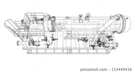 Industrial Equipment Blueprint. Vector Industrial Equipment Blueprint. Vector 133449416