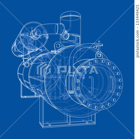 Industrial Machine Blueprint. Vector 133449425
