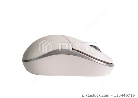 Sleek wireless computer mouse side view with modern design for office use Sleek wireless computer mouse side view with modern design for office use 133449719