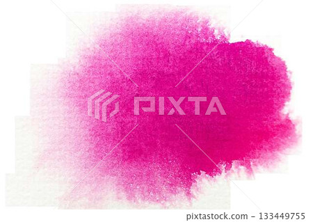 Vibrant pink watercolor splash with textured edges 133449755