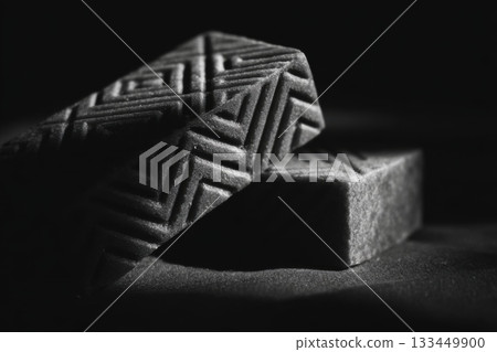 Artistic Black and White Composition of Textured Soap Bars Showcasing 133449900