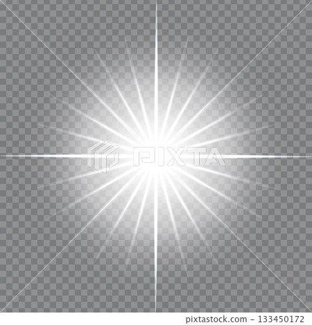 Bright white starburst light effect on transparent background Bright white starburst light effect on transparent background 133450172